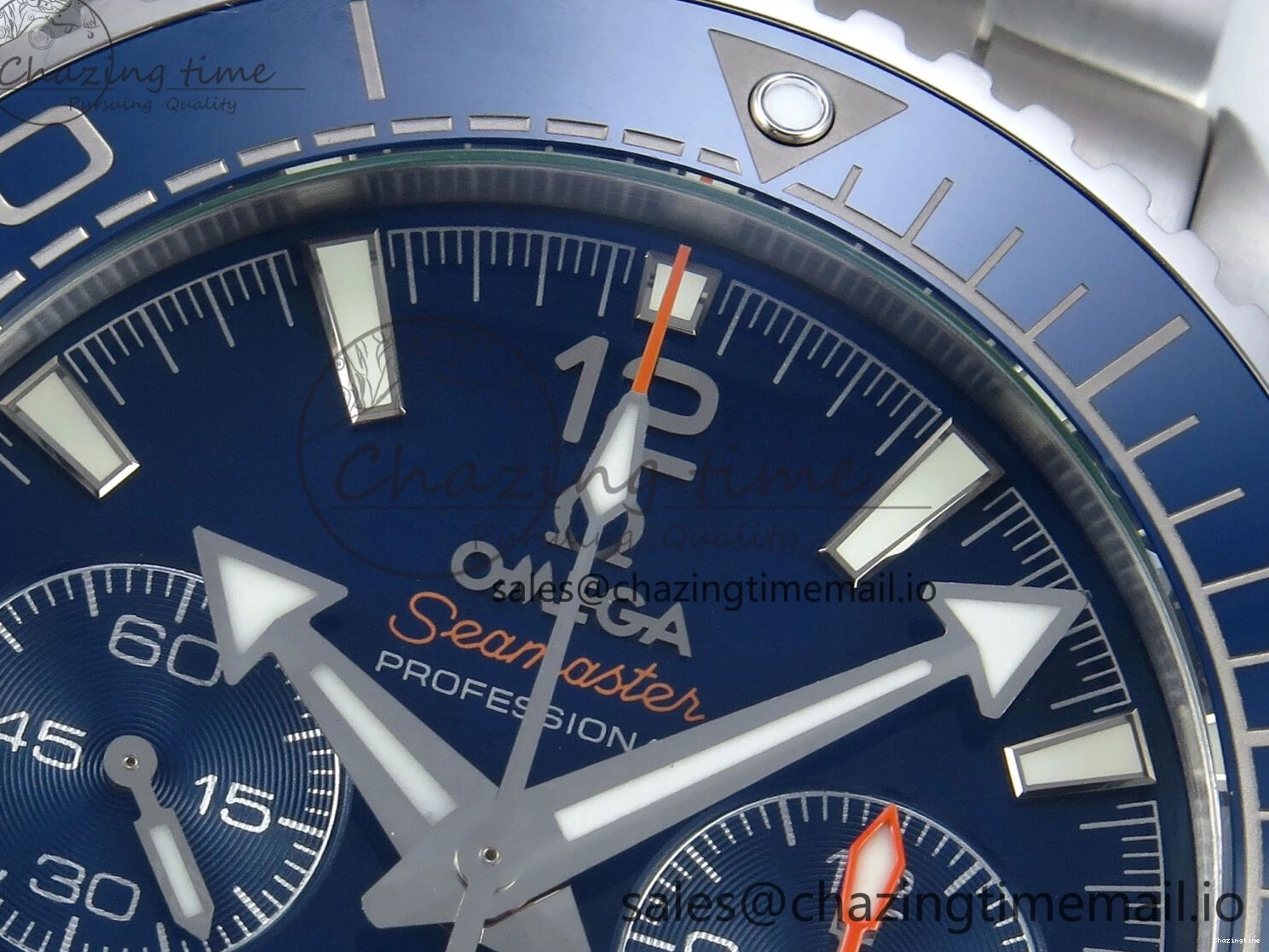 0319 Planet Ocean Master Chronometer 600M 45.5mm SS SCF 1:1 Best Edition Blue Bezel Blue Dial on SS Bracelet A9900 Super Clone Lightweight 7676